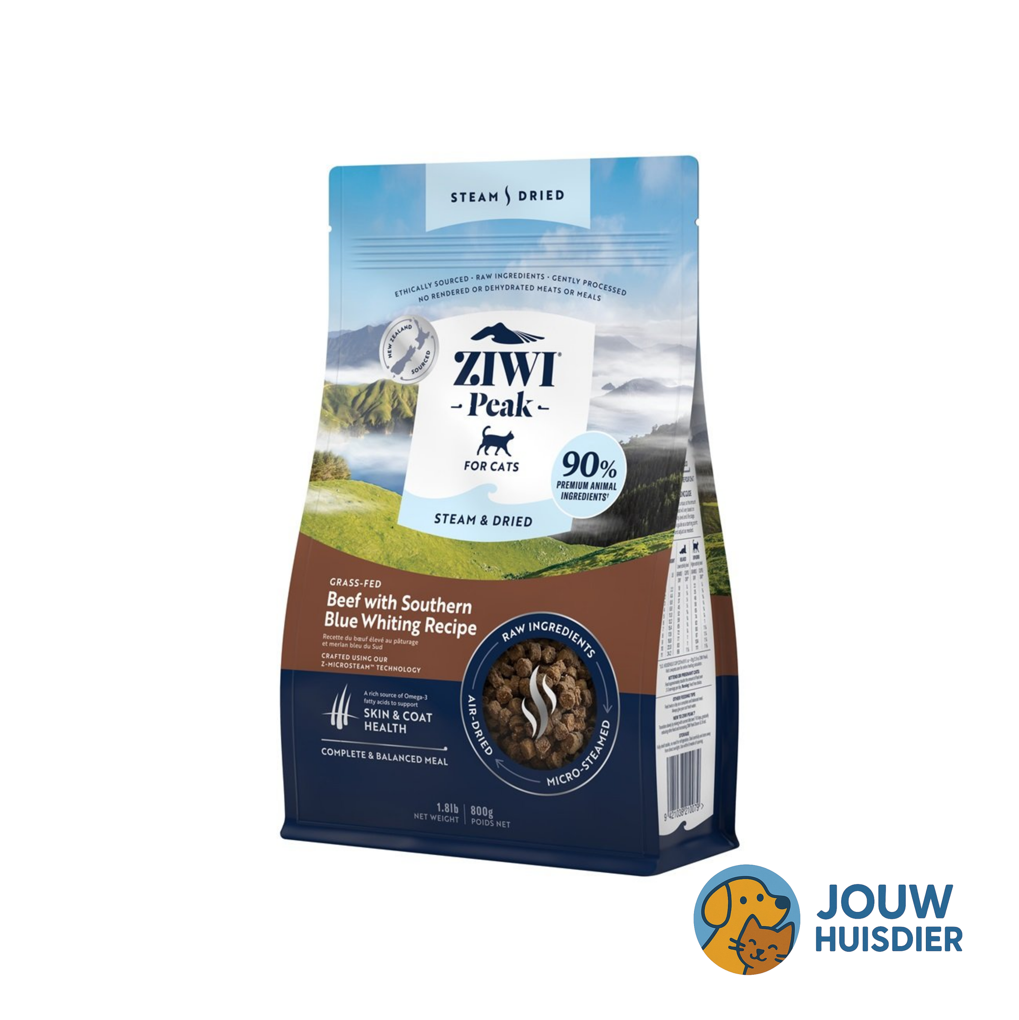 Ziwi Peak Steam & Dried  Rund & Blue Whiting (800 g)
