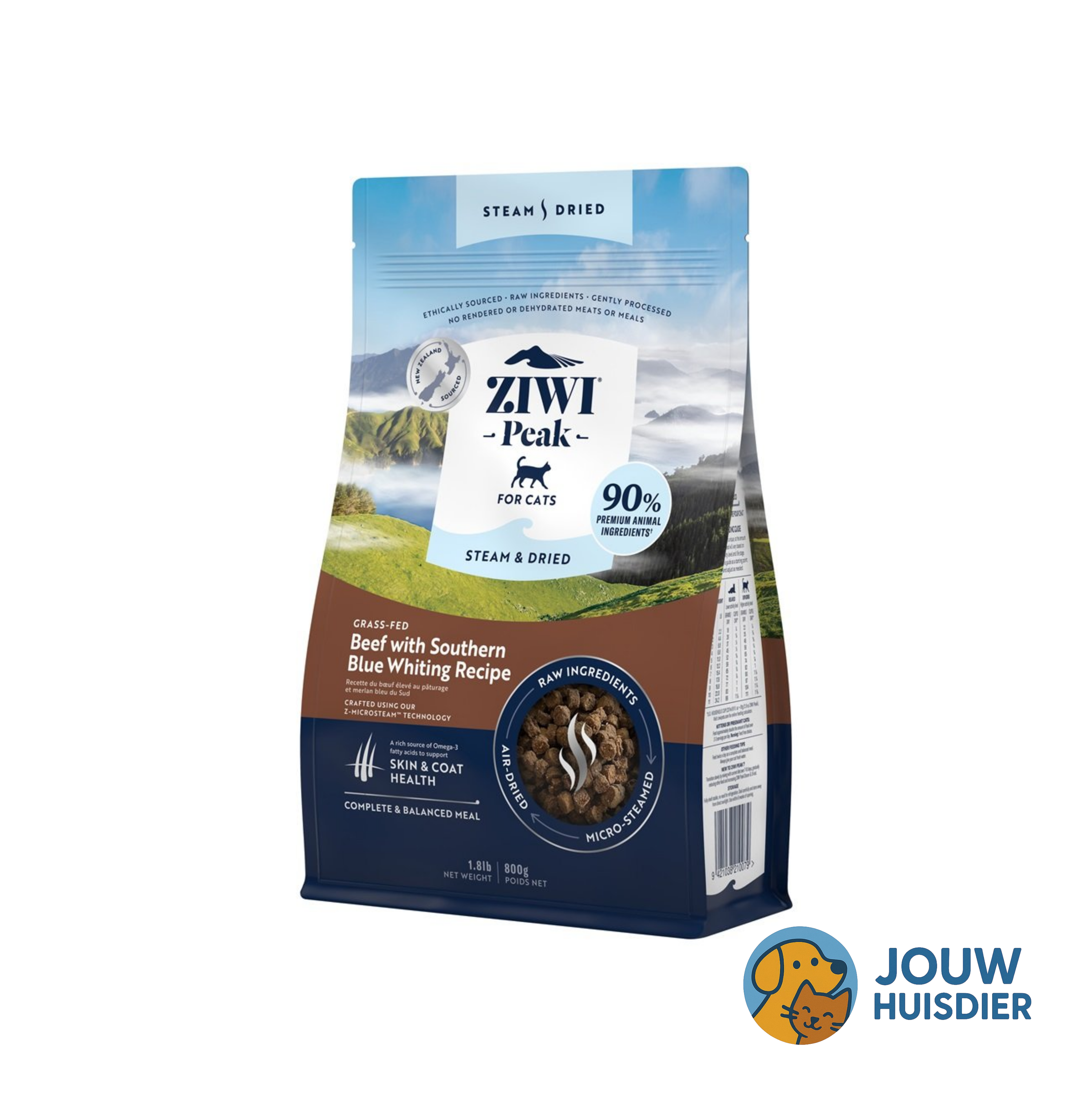 Ziwi Peak Steam & Dried  Rund & Blue Whiting (800 g)