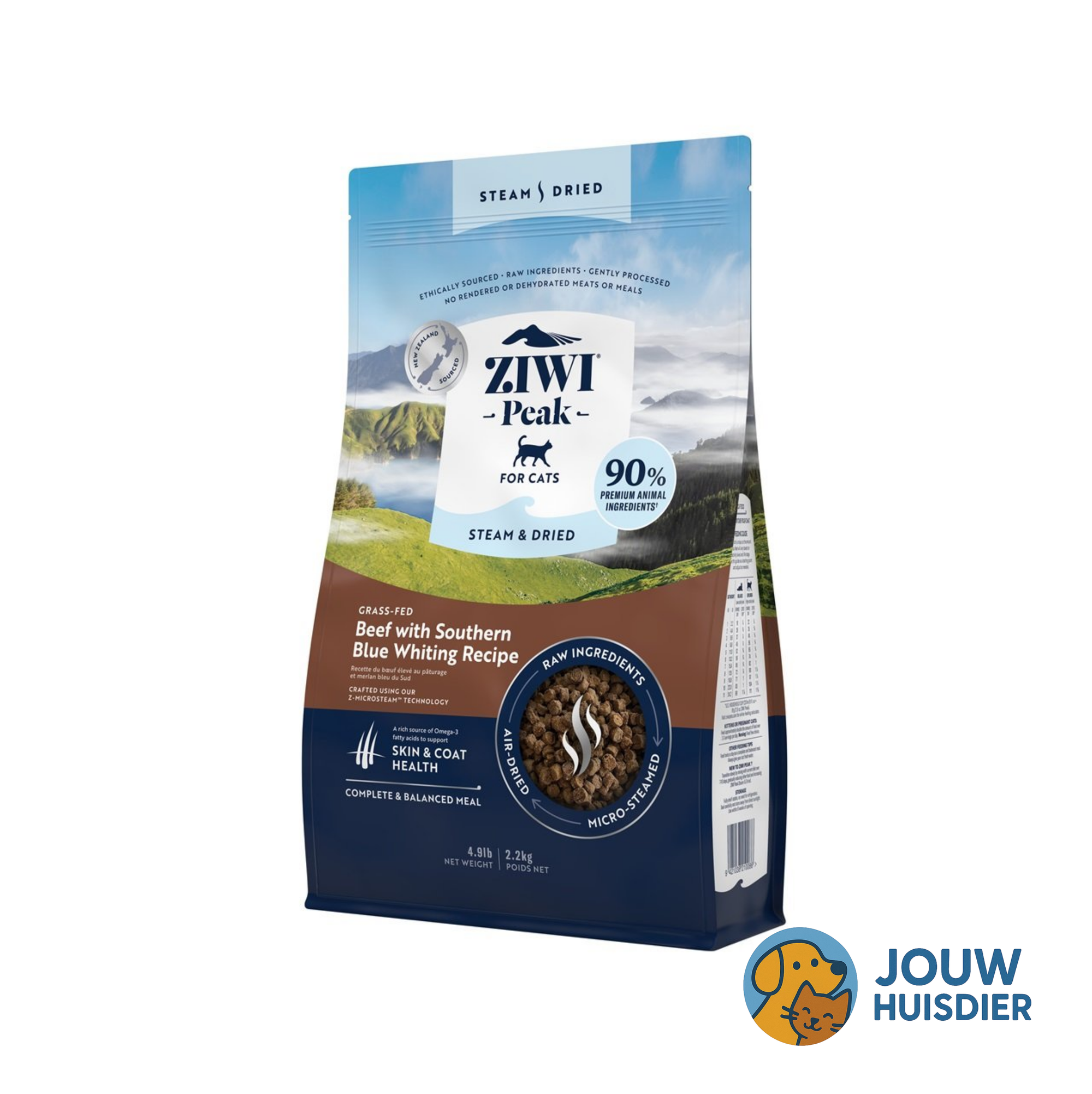 Ziwi Peak Steam & Dried Rund & Blue Whiting (2,2kg)