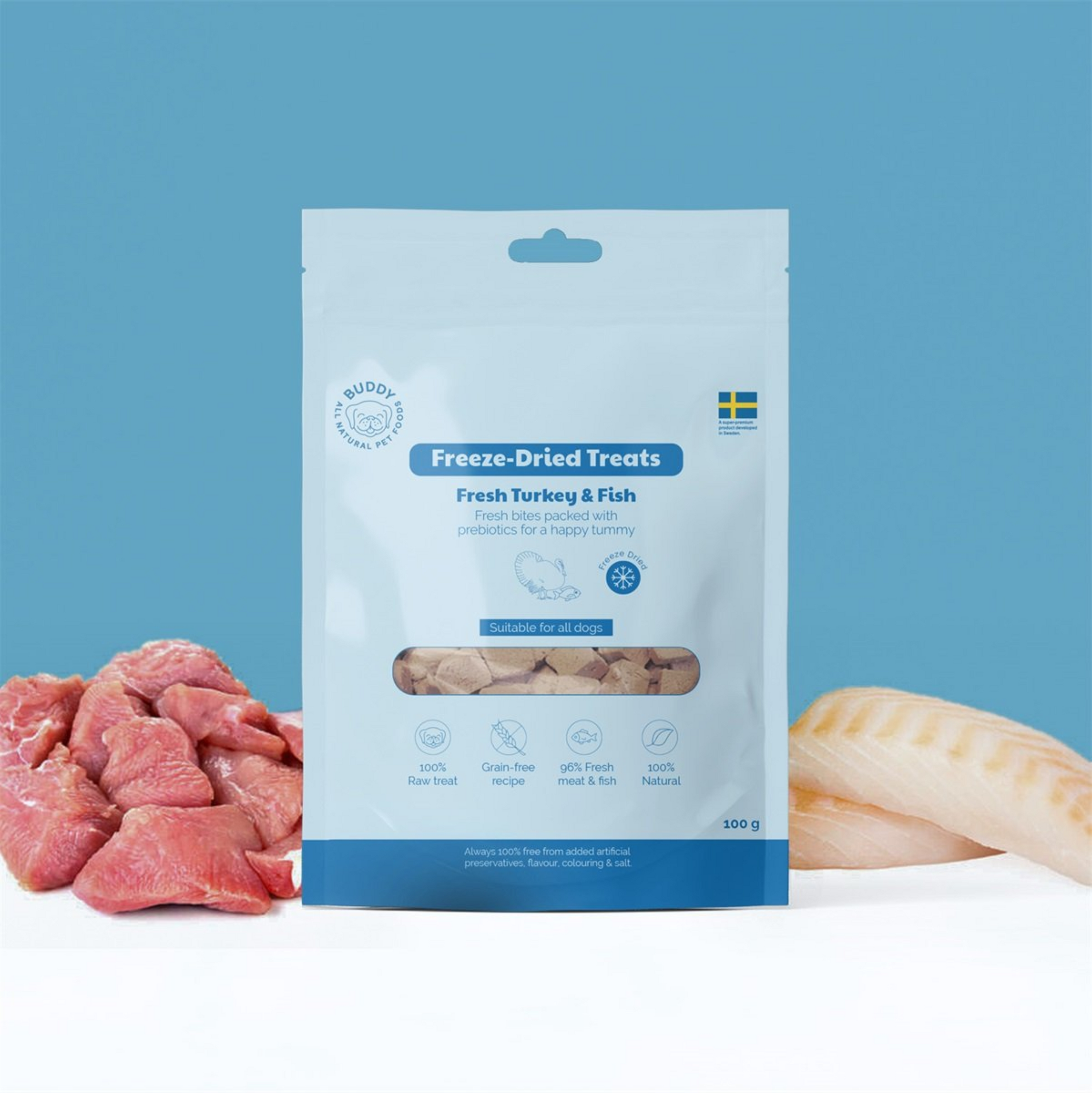 Buddy Freeze-Dried Treats Kalkoen & Vis (100g)