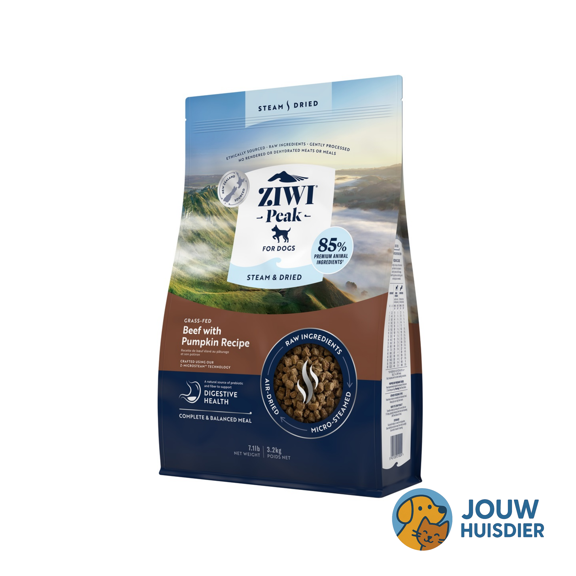 Ziwi Peak Dog Gestoomd en gedroogd rundvlees (3.2kg)