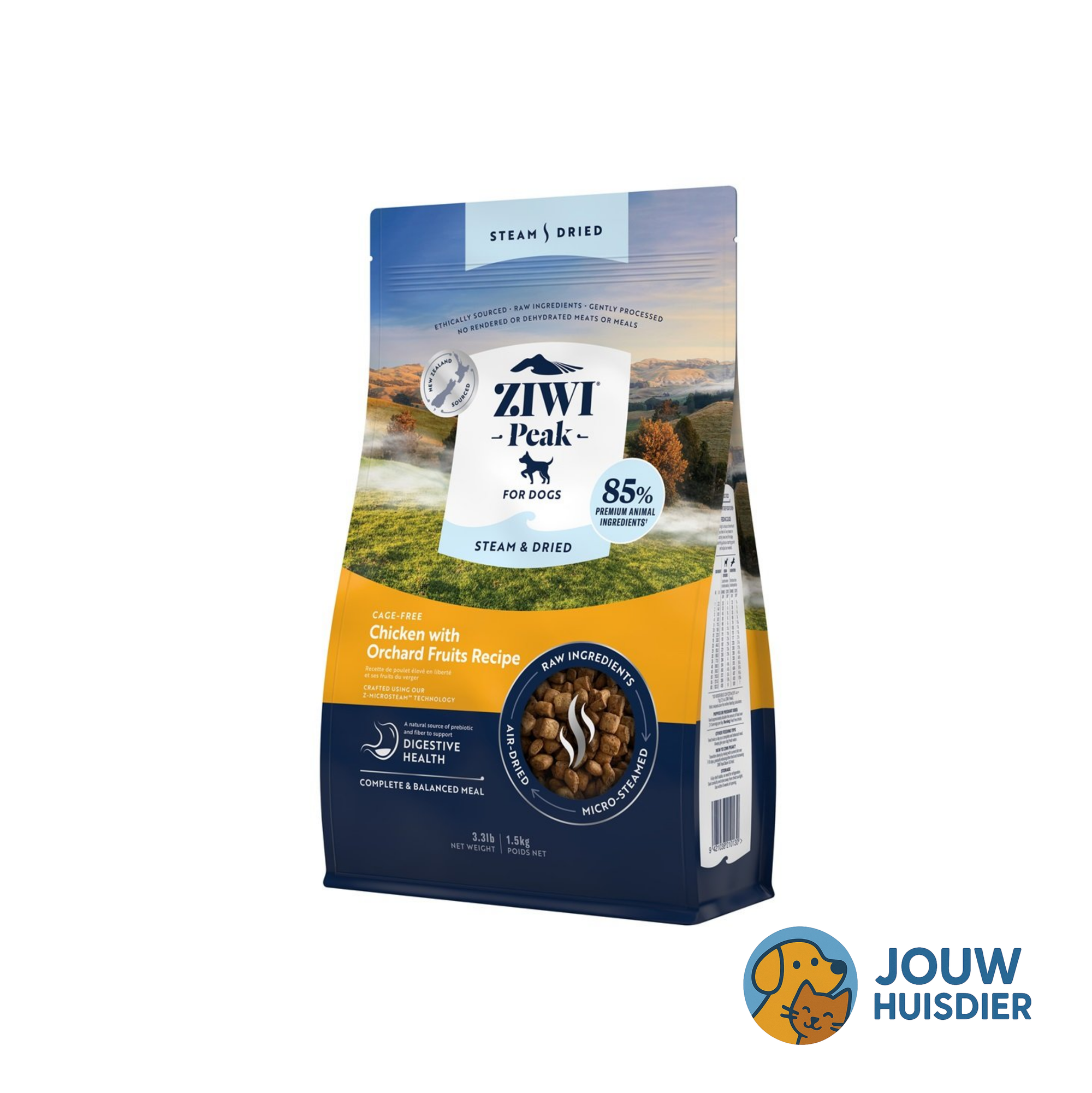 Ziwi Peak Dog gestoomde en gedroogde kip (1.5kg)
