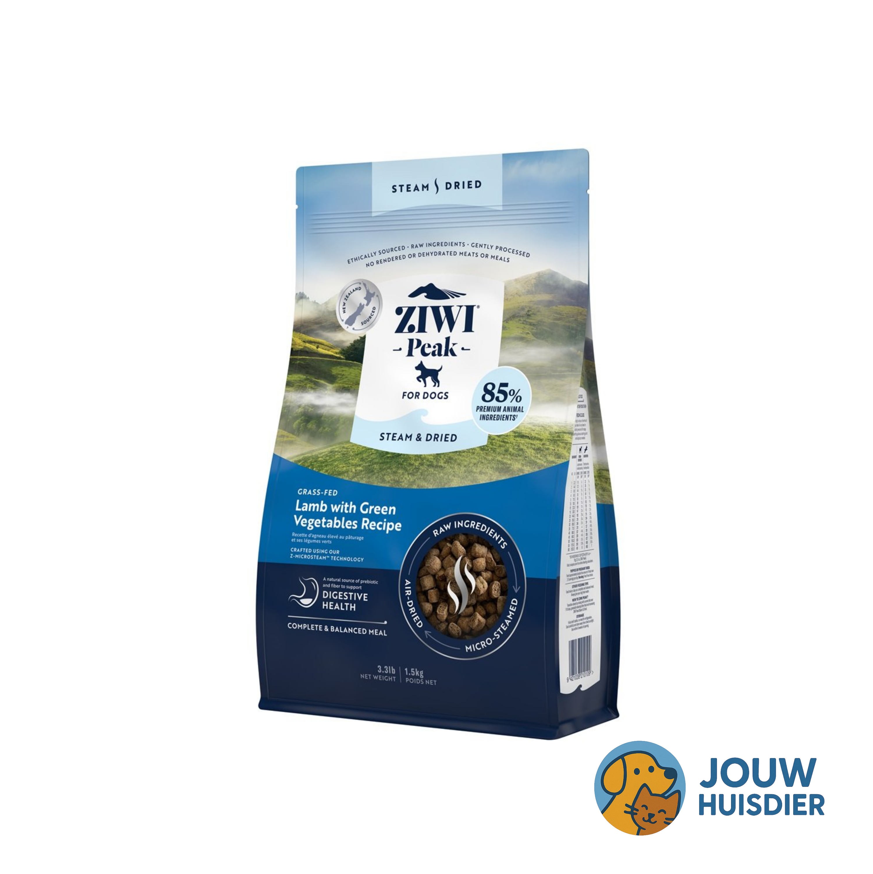 Ziwi Peak Dog gestoomd en gedroogd lam (1.5kg)